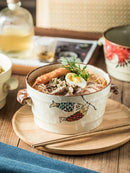 Axyaa Hand-Painted Japanese Soup Bowl: Large Capacity Ramen Noodle Dumpling Bowl