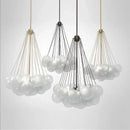 Axyaa Nordic Glass Chandelier: Frosted Glass, LED Pendant Light - Gold/Black