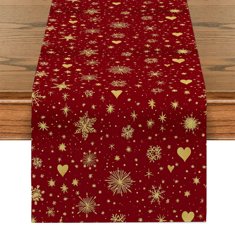 Axyaa Christmas Snow Table Runner - Indoor Outdoor Kitchen Dining Decor