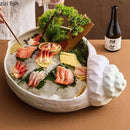 Axyaa Conch Ceramic Sashimi Plate: Elegant Seafood Display for Molecular Cuisine