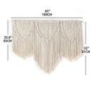 Axyaa Macrame Wall Hanging Tapestry Wooden Stick Boho Decor Tassel Curtain • Hand-Woven Wedding Backgrou
