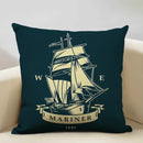 Axyaa Nautical Style Linen Pillow Cover 45x45cm for Living Room Sofa Décor