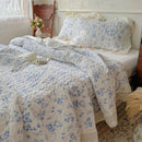 Axyaa Vintage Flower Print Quilted Bedspread Set with Ruffle Pillowcase