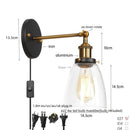 Axyaa Single Arm LED Wall Lamp Glass Iron Vintage Retro Stair Light Fixture
