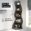 Axyaa 5-Tier Wall Corner Bookshelf - Modern Stylish Small Bookcase Plant Stand