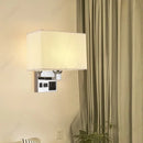 Axyaa LED Fabric Wall Light with USB Charging Port - Stylish Bedroom Lampshade