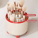 Axyaa Rotating Makeup Brush Holder with Cover - Large Dustproof Cosmetic Storage Rack
