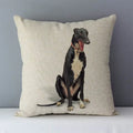 Axyaa Greyhound Printed Linen Cushion Cover - 45x45cm Square Sofa Bed Pillow