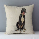 Axyaa Greyhound Printed Linen Cushion Cover - 45x45cm Square Sofa Bed Pillow