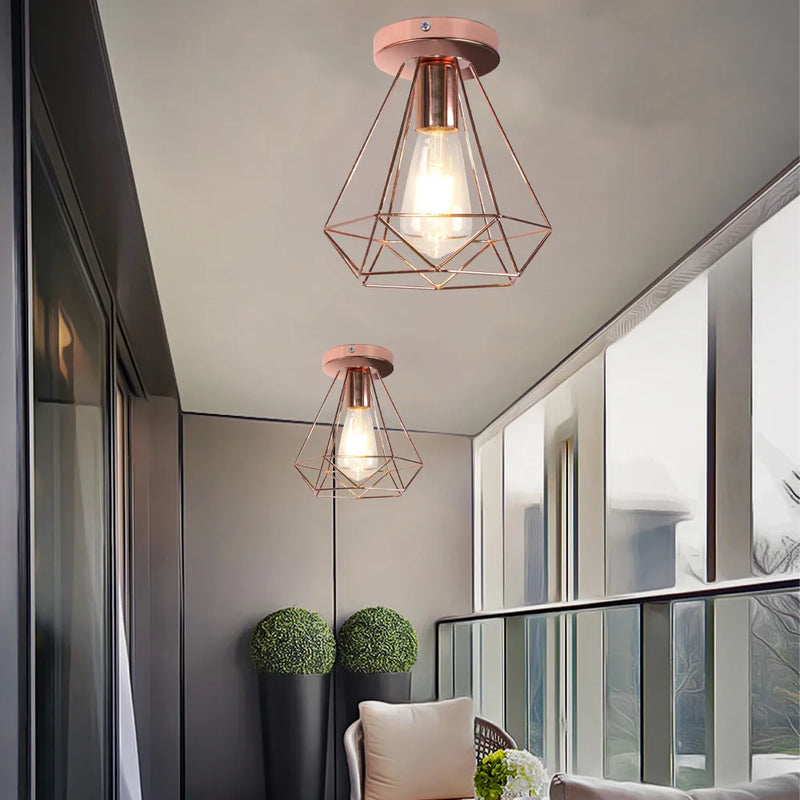 Axyaa Rose Gold Iron Ceiling Light Fixture - Modern Hallway Lighting