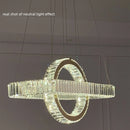 Axyaa Oval Chrome Gold Steel LED Pendant Light with K9 Crystals