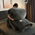 Axyaa Black Gold Milk Fleece Solid Color Quilt Cover - Single Piece, Winter Thickened, Warm