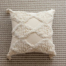 Axyaa White Tufted Embroidery Fringe Pillow Cover - 45x45cm