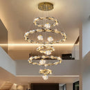 Axyaa Crystal Stair Chandelier LED Ceiling Lamp for Living Room