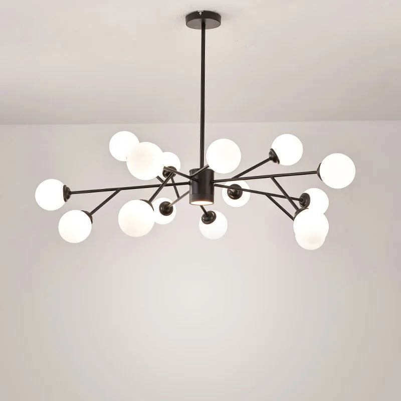 Axya Black Chandelier: Luxury Glass Pendant Lights for Home, Bedroom, Living Room & Restaurant