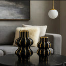 Modern Ceramic Flower Arrangement in White Black Gold Vases by Axyaa