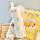 Axyaa Kawaii Strawberry Thermos Bottle Stainless Steel Insulated Straw Cup