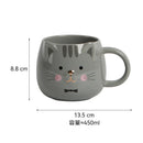 Axyaa Crown Cat Ceramic Mug with Lid Spoon - Cute Cartoon Coffee Cup