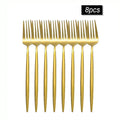 Axyaa 16pcs Stainless Steel Gold Tableware Dinner Fork Set