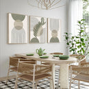 Axyaa Sage Green Botanical Wall Art Canvas Painting - Nordic Geometric Abstract Decor