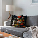 Axyaa Black Floral Print Cushion Cover - Nordic Style Retro Home Decor