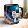 Moon & White Wolf Ceramic Coffee Mug 11oz by Axyaa - Friends Birthday Gift
