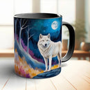 Moon & White Wolf Ceramic Coffee Mug 11oz by Axyaa - Friends Birthday Gift
