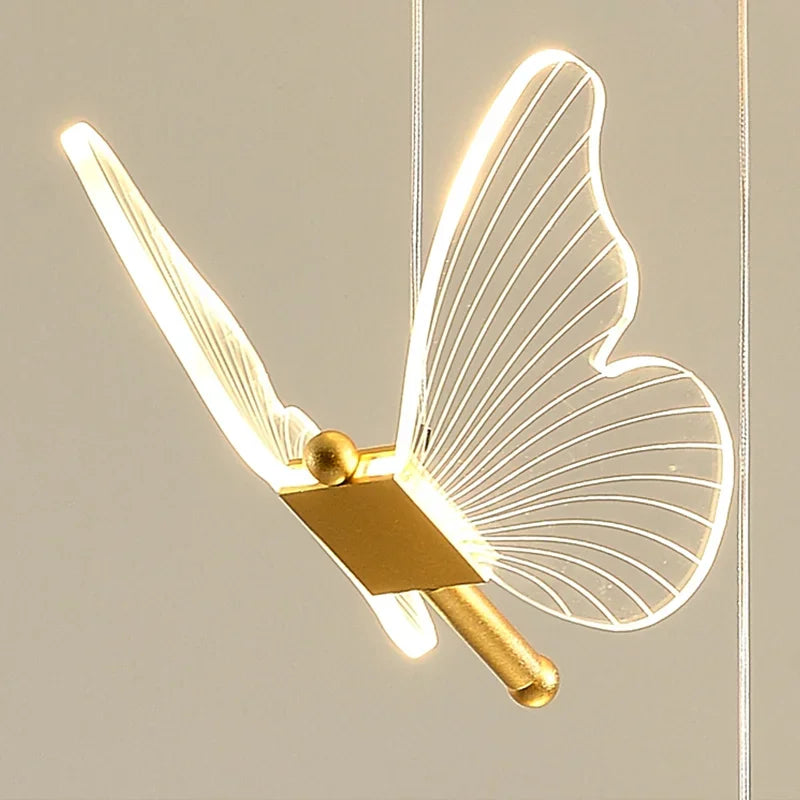 Axyaa Butterfly Staircase Chandelier - LED Living Room Hanging Light for Romantic Wedding