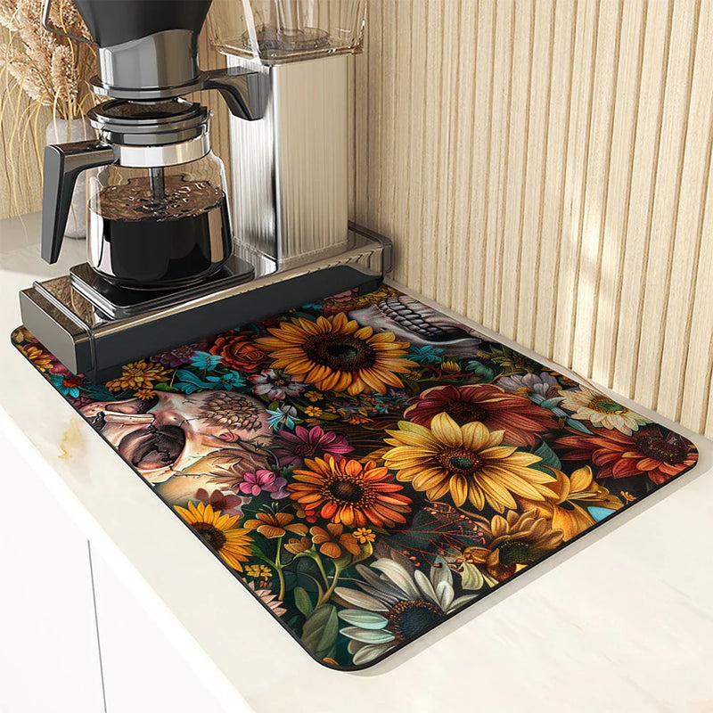 Axyaa Absorbent Drain Pad: Stylish Anti-slip Mat for Cups, Dishes, and Plants