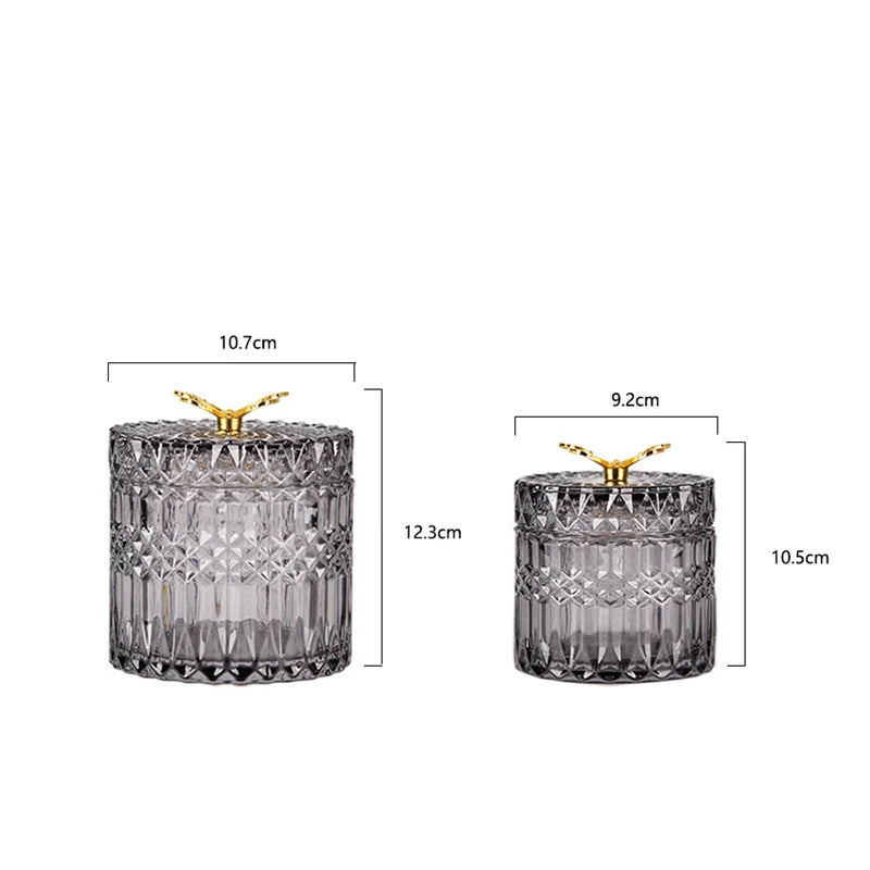 Axya Glass Jewelry Box Candy Jar Home Organizer Butterfly Design