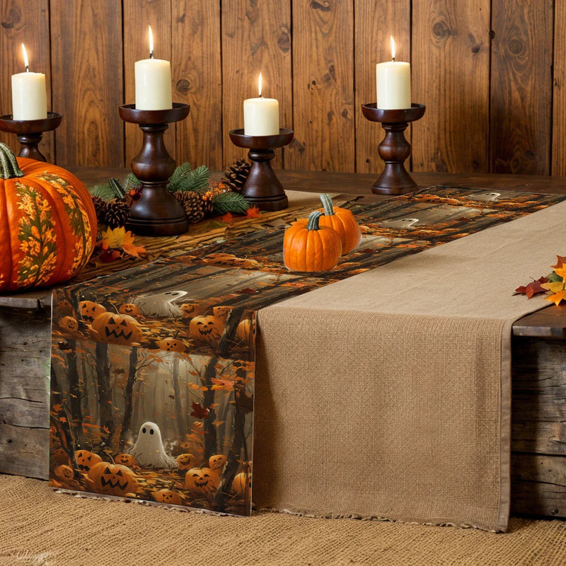 Axyaa Halloween Watercolor Table Runner for Indoor Outdoor Dining