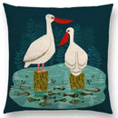 Axyaa Bird-Floral Teacup & Lepidoptera Cushion Cover for Decor & Sofa