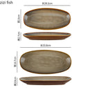 Axyaa Oval Fish Plate Ceramic Sushi Dessert Snack Serving Salad Restaurant Tableware