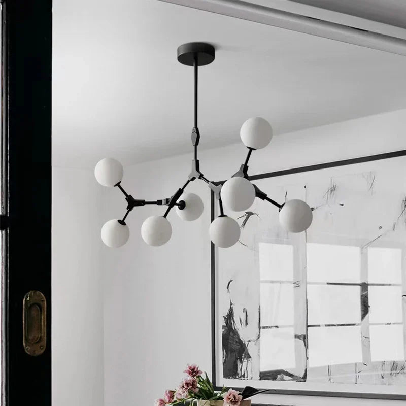 Axya Glass Ball Chandelier: Modern Nordic LED Pendant Lamp for Dining Room & Bar