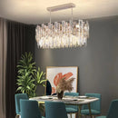 Axyaa Oval Crystal Chandelier LED Lighting in Gold and Black for Luxe Living Room Decor