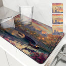 Axyaa Cityscape Absorbent Kitchen Mat - Antiskid & Quick Dry Dish Drying Pad