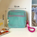 Axyaa Square Mesh Cosmetic Bag with Zipper: Portable, Multi-purpose Makeup Storage Case