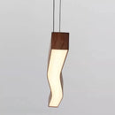 Axyaa LED Pendant Chandelier | Retro Walnut Wood Metal Hanging Lamp for Dining Table