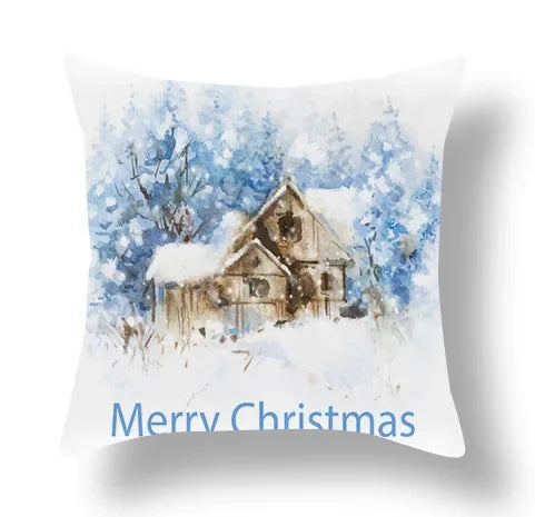 Axyaa Blue Ornament Pillowcase: Festive Home Decor Cushion Cover for Christmas & New Year