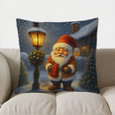 Santa Winter Scene Pillow Cover for Sofa, Bedroom or Car by Axyaa