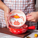 Axyaa Cartoon Handle Ceramic Baking Bowl - 580ml