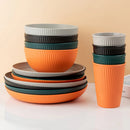 Axyaa Wheat Straw Tableware Set - Dinnerware Plates & Bowls for Camping & Home