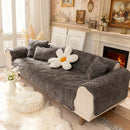 Axyaa Milk Velvet Sofa Cover Plush Winter Seat Protector Slipcover