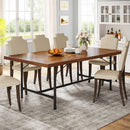 Rustic Axyaa Dining Table: 70.9-Inch Wood Table for 6-8 People with Metal Frame