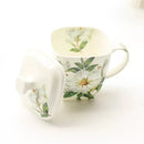 Axyaa Green Camellia Bone  Coffee Cup Porcelain Nespresso Tumbler White Ceramic Mug