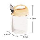 Axyaa Glass Breakfast Cup with Lid and Spoon - Leakproof Oats Container