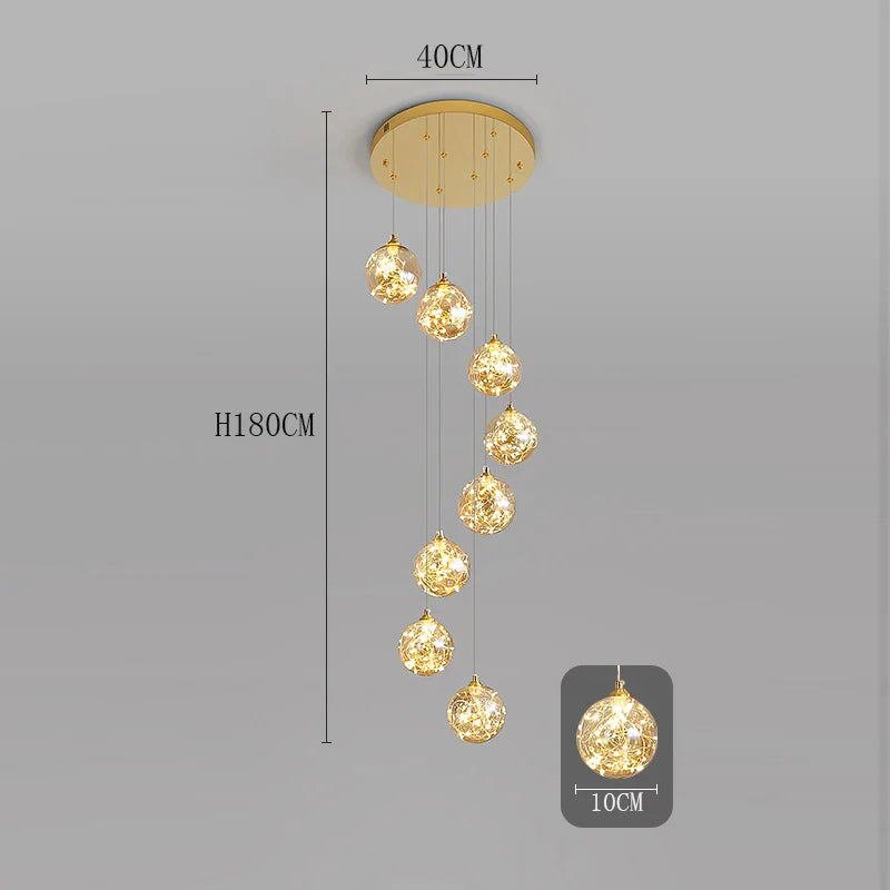 Axyaa Staircase Chandeliers for Living Room LED Pendant Light Lamps