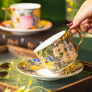 Axyaa Ceramic Coffee Cup & Saucer Set, Elegant Floral Design, High-end Latte Art Mug
