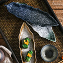 Axyaa Leaf Sashimi Board | Japanese Ceramic Boat Sushi Board for Elegant Table Setting