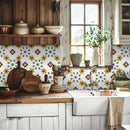 Retro Vinyl Tile Backsplash Panel by Axyaa - Peel and Stick Kitchen Bathroom Décor